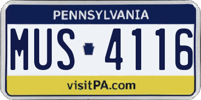 PA license plate MUS4116