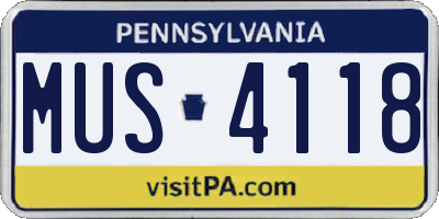 PA license plate MUS4118