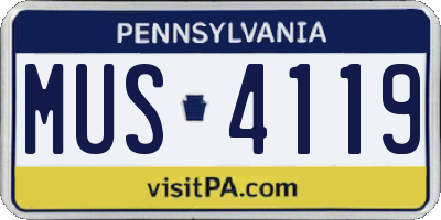 PA license plate MUS4119