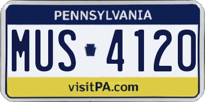 PA license plate MUS4120