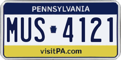 PA license plate MUS4121