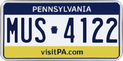 PA license plate MUS4122