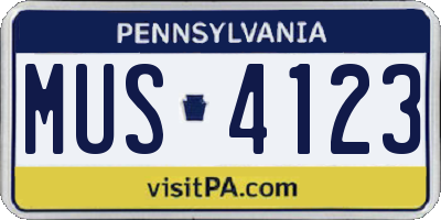 PA license plate MUS4123