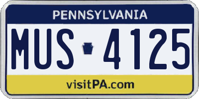 PA license plate MUS4125