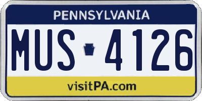 PA license plate MUS4126