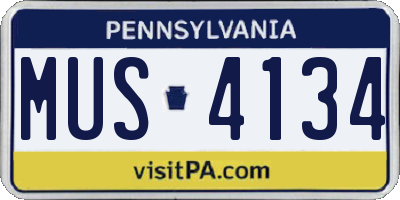 PA license plate MUS4134