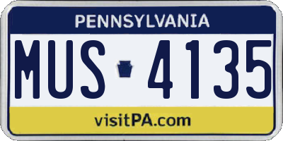 PA license plate MUS4135