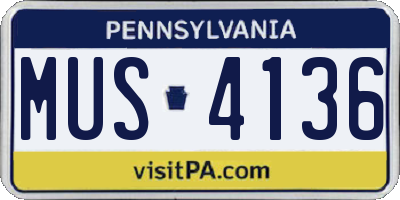 PA license plate MUS4136