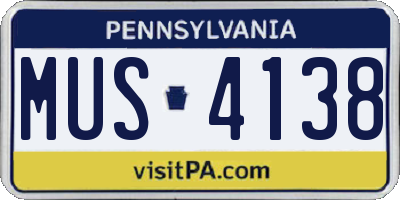 PA license plate MUS4138