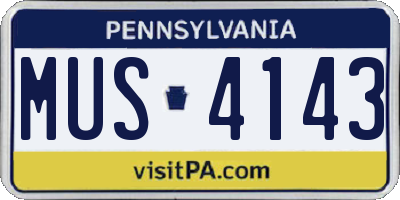 PA license plate MUS4143