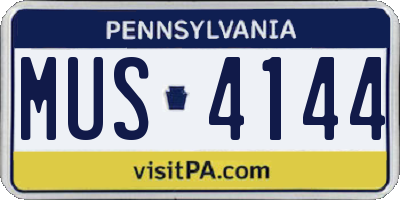 PA license plate MUS4144
