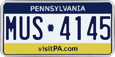 PA license plate MUS4145