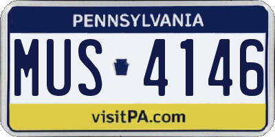 PA license plate MUS4146