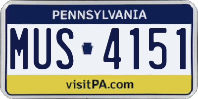 PA license plate MUS4151