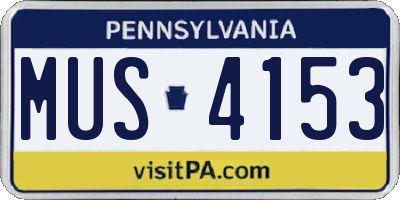 PA license plate MUS4153