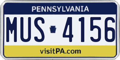 PA license plate MUS4156