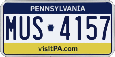 PA license plate MUS4157