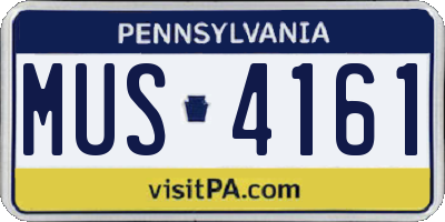 PA license plate MUS4161