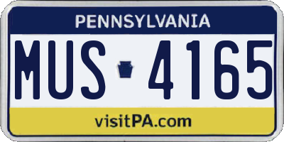 PA license plate MUS4165