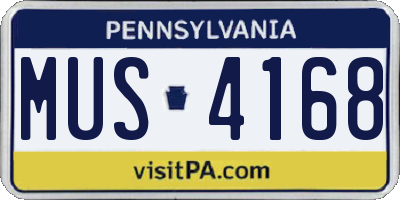 PA license plate MUS4168