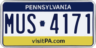 PA license plate MUS4171