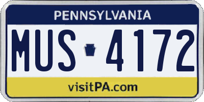 PA license plate MUS4172