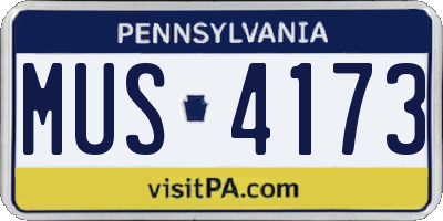 PA license plate MUS4173
