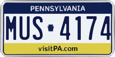 PA license plate MUS4174