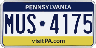 PA license plate MUS4175