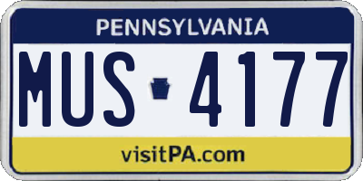 PA license plate MUS4177