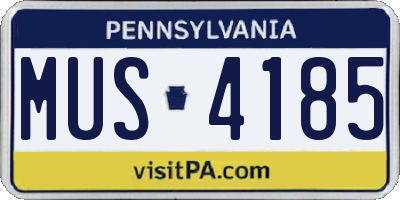 PA license plate MUS4185