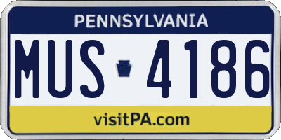 PA license plate MUS4186