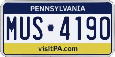 PA license plate MUS4190