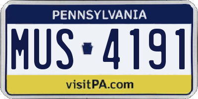 PA license plate MUS4191