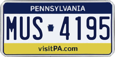 PA license plate MUS4195