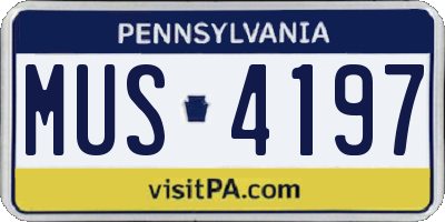 PA license plate MUS4197