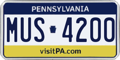 PA license plate MUS4200