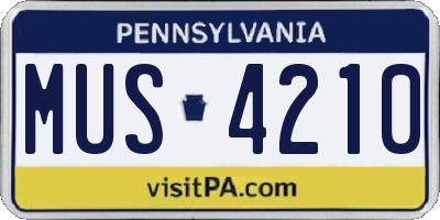 PA license plate MUS4210
