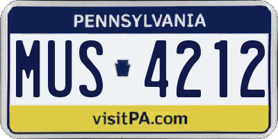 PA license plate MUS4212