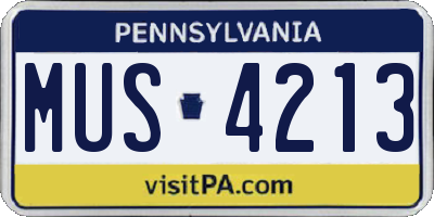 PA license plate MUS4213