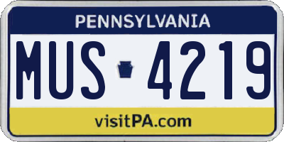 PA license plate MUS4219