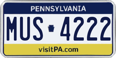PA license plate MUS4222