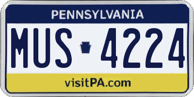 PA license plate MUS4224