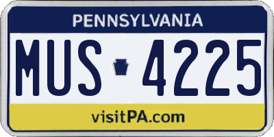 PA license plate MUS4225