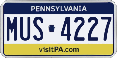 PA license plate MUS4227