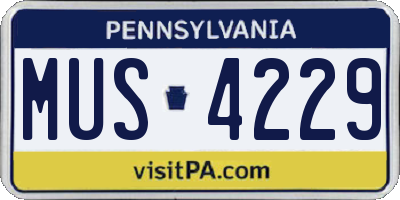 PA license plate MUS4229