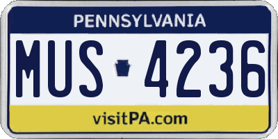 PA license plate MUS4236