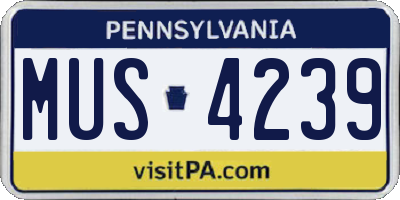 PA license plate MUS4239