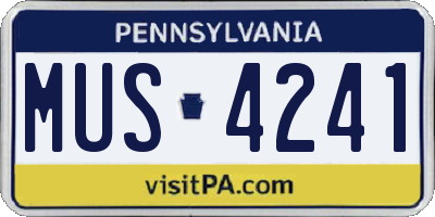 PA license plate MUS4241
