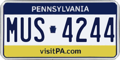 PA license plate MUS4244